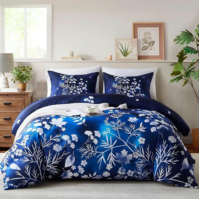Smooth Cupocupa Duvet Cover Queen Size Set Boho Floral Pattern Queen Duvet Cover Set for Queen Size Bed Vintage Soft Bedding Leaf Print Duvet Cover with Pillowcases Excellent