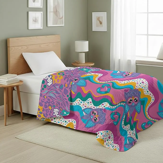 Original Northwest Furby Furby World Quilted Blanket Comfy Throw Adults Boys Girls Soft Lightweight Bedding for Bed or Couch 60 x 80 inches Fine Crafted