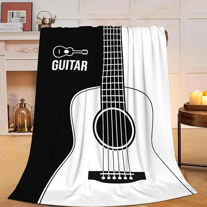 Eco-Friendly Guitar Blanket Super Soft Warm Fluffy Fleece Flannel Music Instrument Throw Blanket Cozy Fuzzy Plush Stuff Bedding Blankets Gifts for Women Kids Boys Girls Adults 80 quot X60 quot Refined