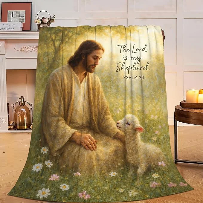 High-Performance Christian Jesus Lamb Blanket Super Soft Warm Fluffy Fleece Flannel Religious Bible Throw Blanket Cozy Fuzzy Plush Stuff Bedding Blankets Gifts for Women Kids Boys Girls Adults 80 quot X60 quot Next-Generation