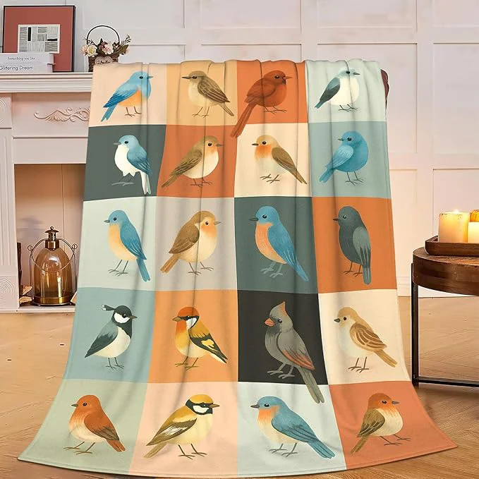 Environmentally Friendly Bird Blanket Super Soft Warm Fluffy Fleece Flannel Sparrow Cardinal Throw Blanket Cozy Fuzzy Plush Stuff Bedding Blankets Gifts for Women Kids Boys Girls Adults 50 quot X40 quot Premium