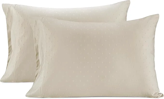 Long-Lasting LANE LINEN Pillows Queen Size Set of 2 Soft Egyptian Cotton Cool amp Smooth Pillow Cases - Swiss Dot - Ivory Modern