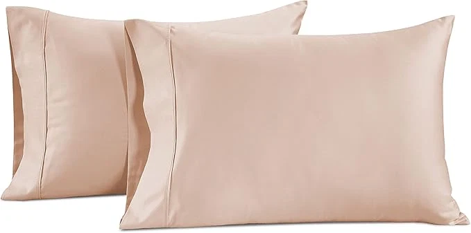 Traditional LANE LINEN Pillow Case Covers King Set of 2 Egyptian Cotton Sateen Soft Cool amp Smooth 1000 Thread Count Cases - Sepia Rose Efficient