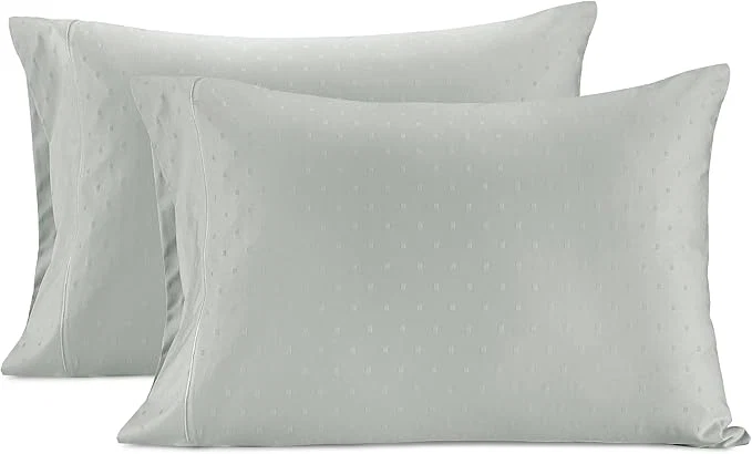 Elite LANE LINEN Pillow Case Covers King Set of 2 Egyptian Cotton Sateen Soft Cool amp Smooth 1000 Thread Count Pillow Cases - Swiss Dot - Mineral Original