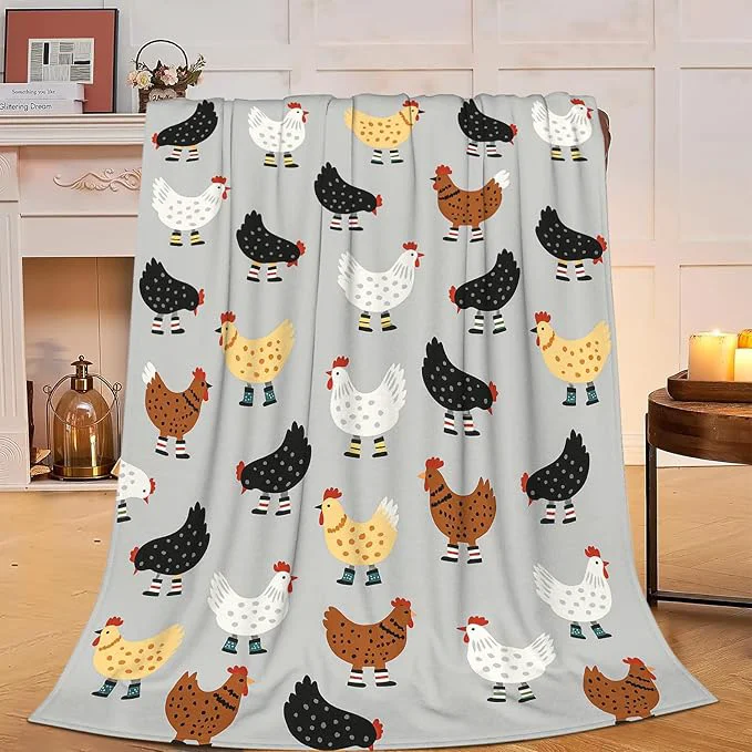 Organic Chicken Blanket Super Soft Warm Fluffy Fleece Flannel Hen Animal Throw Blanket Cozy Fuzzy Plush Stuff Bedding Blankets Gifts for Women Kids Boys Girls Adults 80 quot X60 quot High-End