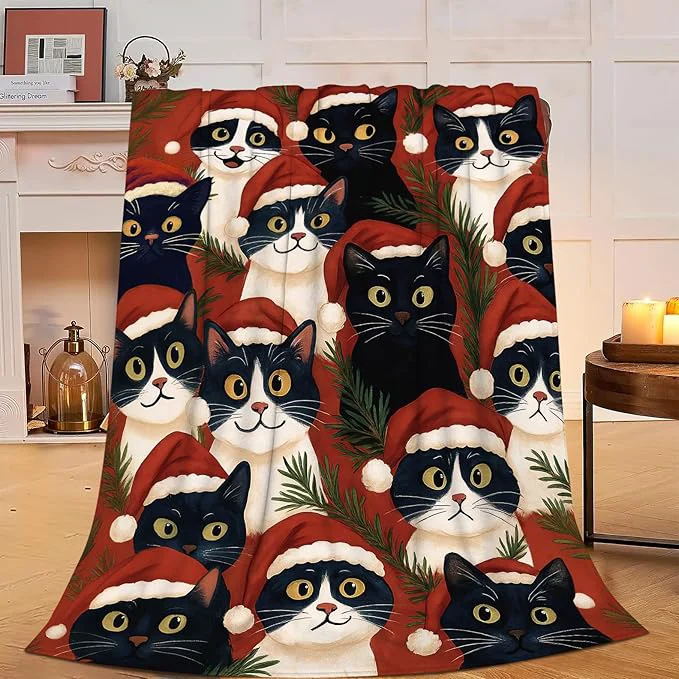 Carefully Designed Christmas Cat Blanket Super Soft Warm Fluffy Fleece Flannel Animal Throw Blanket Cozy Fuzzy Plush Stuff Bedding Blankets Gifts for Women Kids Boys Girls Adults 50 quot X40 quot Comfortable
