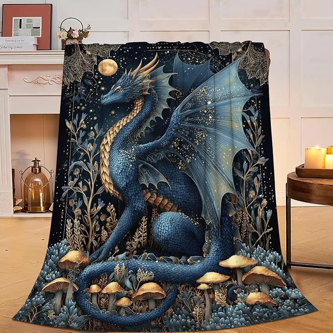 Classic Dragon Blanket Super Soft Warm Fluffy Fleece Flannel Fantasy Animal Throw Blanket Cozy Fuzzy Plush Stuff Bedding Blankets Gifts for Women Kids Boys Girls Adults 80 quot X60 quot Comfortable