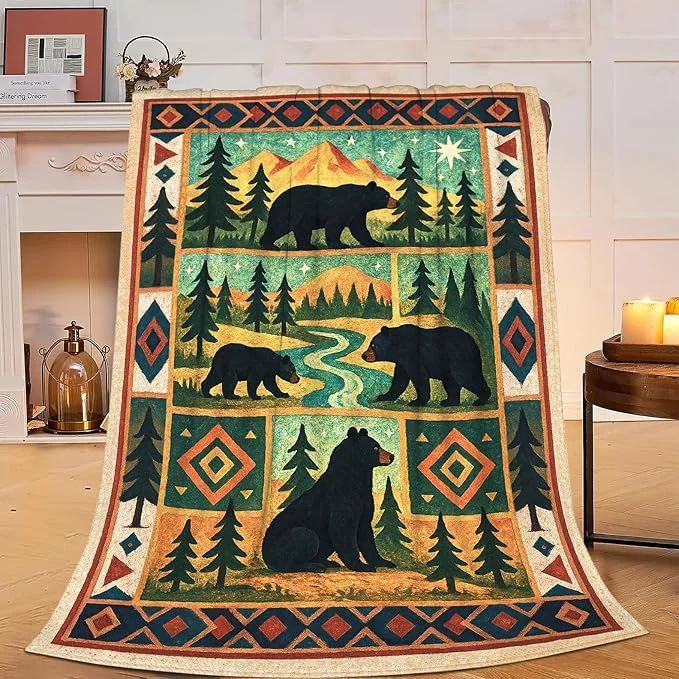 Functional Cabin Bear Blanket Super Soft Warm Fluffy Fleece Flannel Animal Throw Blanket Cozy Fuzzy Plush Stuff Bedding Blankets Gifts for Women Kids Boys Girls Adults 60 quot X50 quot Exclusive