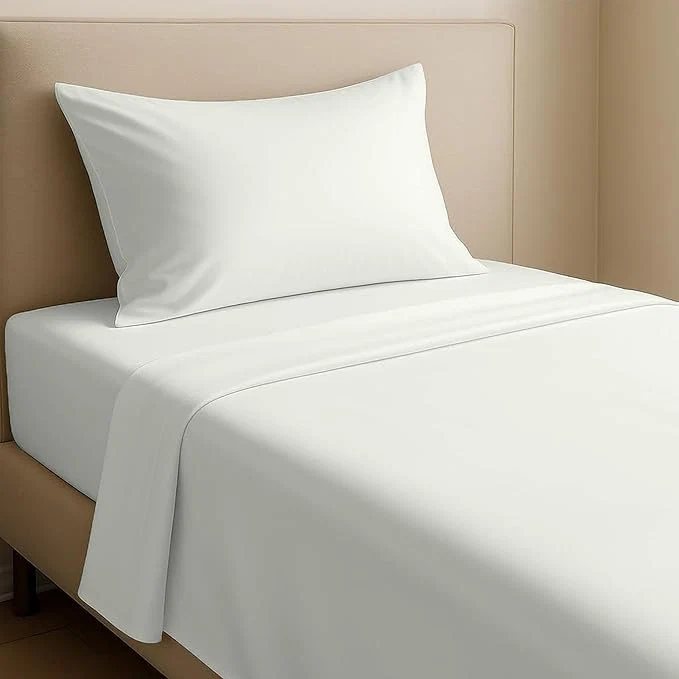 Fashionable California Design Den Twin Sheet Set - Natural Cotton Sheets with 12 quot Pockets Soft Sateen Weave Breathable and Durable Bedding Set for Dorm Rooms College Ivory Eggshell Elite