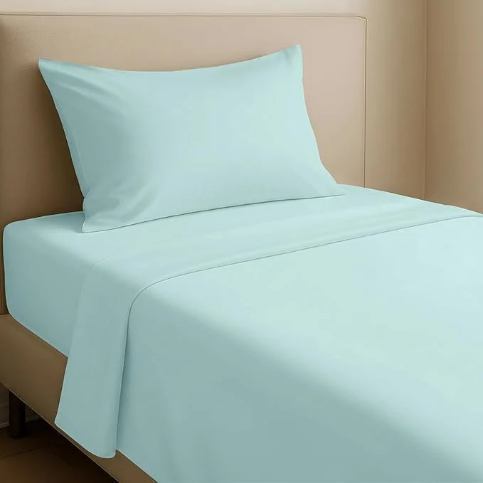 Advanced California Design Den Natural Cotton Sheets Twin XL Size Set - Soft Sateen Weave Twin XL Sheets 12 quot Pockets Breathable and Durable Bedding Set for Dorm Rooms College Seafoam