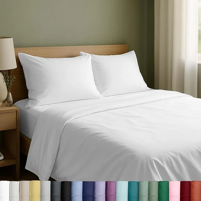Consistent California Design Den Queen Sheet Set - Natural Cotton Sheets Queen Size Bed Set with Deep Pockets Soft Sateen Weave Breathable and Durable Bedding White Innovative