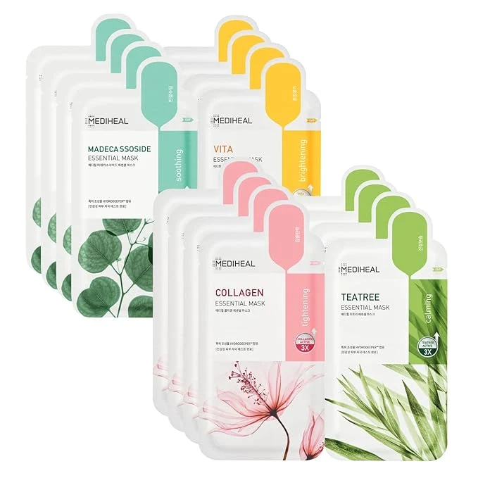Long-Lasting Mediheal Sheet Mask New Essential HERO 16 pack Korean Skincare Facial Sheet Green