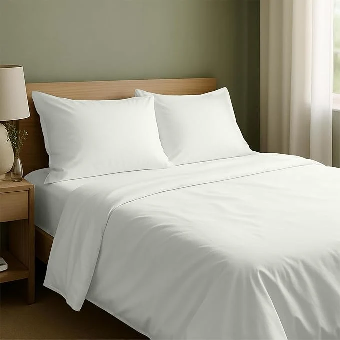 Premium Material California Design Den King Sheet Set - Natural Cotton Sateen Sheets King Size Set with Deep Pockets Soft Sateen Weave Breathable and Durable Bedding Ivory Eggshell Proven