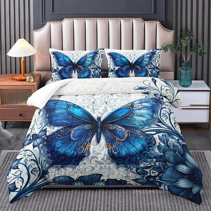 Effective Queen Size Boho Butterfly Bedding Set for Girls - Dreamy Comforter Decorations for Bedroom Recyclable