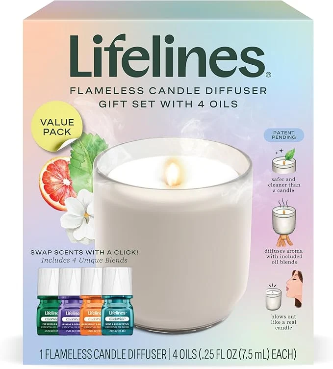 Selected Lifelines Flameless Candle Aromatherapy Essential Oil Diffuser Powerful