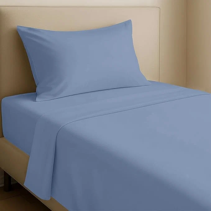 Trusted California Design Den Natural Cotton Sheets Twin XL Size Set - Soft Sateen Twin XL Sheet Sets 12 quot Pockets Breathable and Durable Bedding for Dorm Rooms College Blue Hydrangea Healthy