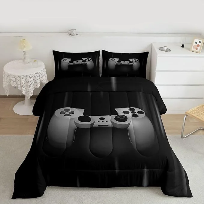 Elegant Feelyou Boys Gamer Comforter Set Full Size Bedding Set for Kids Gaming Comforter Gray Black Video Games Gamepad Room Decor for Teens Child Super Soft Geometric Duvet Quilted Son Grandson Gift Breathable
