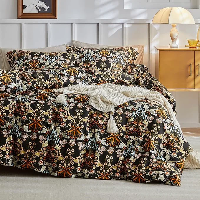Exceptional mixinni Vintage Floral Duvet Cover California King Size Farmhouse Boho Duvet Cover Set Cotton Percale Flowers Printed Bedding Set with 2 Pillowcases for Him and Her-California King Size Premium Material