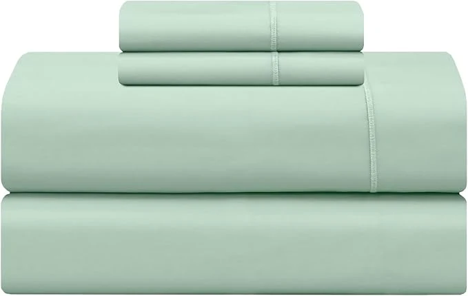 Exclusive Feather amp Stitch 500 TC California King Size 4pc Damask Bed Sheet Set Soft Cotton Breathable Bedsheets 18 quot Deep Pockets Sateen Weave Striped Bedding Mattress - Soft Sage Effective