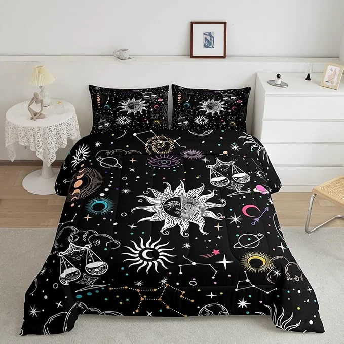 Optimized Erosebridal Sun amp Moon Bedding Sets Full Boho Starry Sky Comforter Set Kids Boys Exotic Cosmos Planet Down Girls Zodiac Libra Duvet Bohemian Solar System Quilted With 2 Pillowcases LWHS5439XXY-BZ_USf Responsible