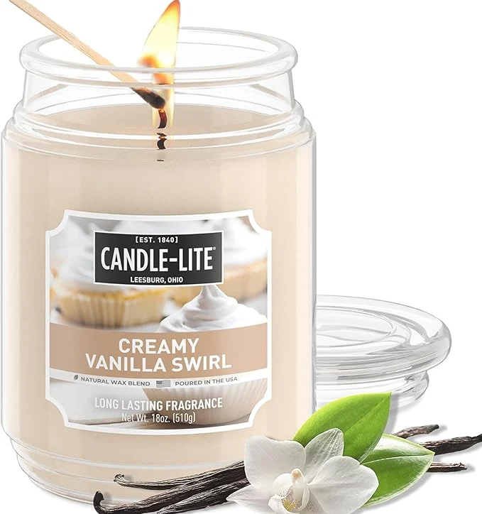 Sophisticated Candle-lite Fall Scented Candles Creamy Vanilla Swirl 18 oz Jar Proudly Unique