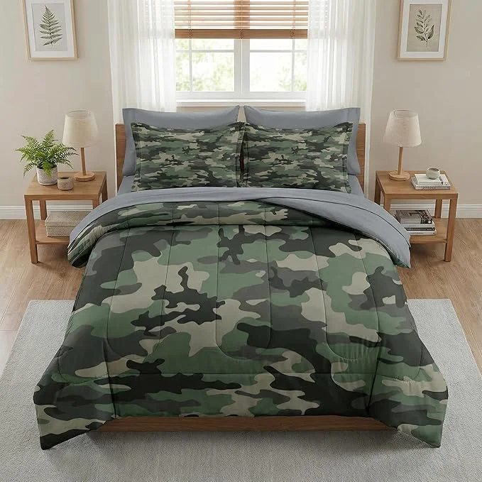 Minimalist Comforter Set Twin Size Camo Army Camouflage 5 Pcs Bedding for Kids and Adults Military Bed Sheet Sets with Fitted Sheet Pillowcase amp Sham for Bedroom Bed Decor Eco-Friendly