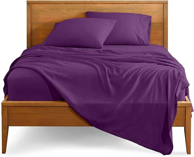 Safe Bare Home King Sheet Set - 1800 Ultra-Soft Microfiber King Bed Sheets - Double Brushed - Deep Pockets - Easy Fit - 4 Piece Set - Bedding Sheets amp Pillowcases King Plum Functional
