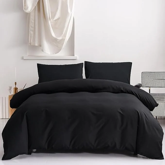 Outstanding CLOTHKNOW Black Full Size Comforter Set All Black Bedding Comforter Sets Boys Men Comforter Soft All Season Bedding with 2 x Pillow Cases Fine Crafted