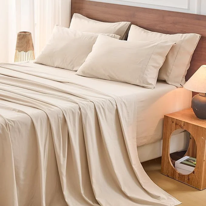 Proven Bedlifes French Flax Linen Sheets Set King Size - 6 Piece Extra Deep Pocket 18-24 quot Soft Breathable King Bed Sheets with Temperature Regulating amp Moisture-Wicking Linen Contemporary