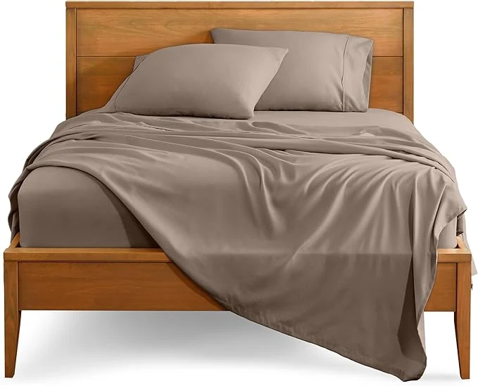 World-Class Bare Home Full Sheet Set - 1800 Ultra-Soft Microfiber Full Bed Sheets - Double Brushed - Deep Pockets - Easy Fit - 4 Piece Set - Bedding Sheets amp Pillowcases Full Taupe User-Friendly