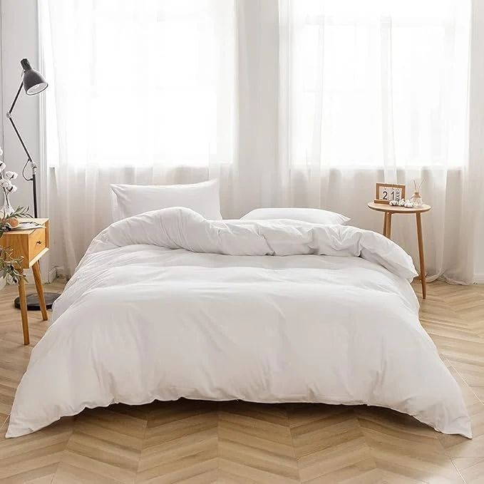 Prestigious FACE TWO FACE Bedding Duvet Cover Set Washed Cotton Duvet Cover Linen Like Textured Breathable Durable Soft Comfy Twin White Detailed