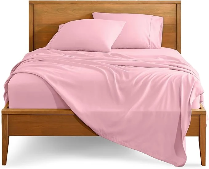Durable Bare Home Queen Sheet Set - 1800 Ultra-Soft Microfiber Queen Bed Sheets - Double Brushed - Deep Pockets - Easy Fit - 4 Piece Set - Bedding Sheets amp Pillowcases Queen Light Pink Prestigious