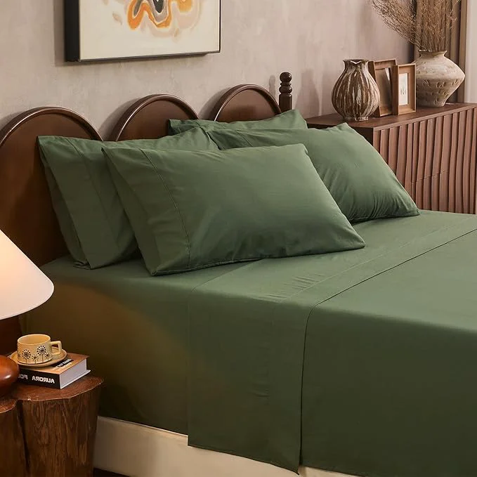 Pure Linen Sheet Set Cal King Size Extra Deep Pocket Fits 18-24 Inch Mattress Breathable amp Soft Smooth 6-Piece Set for Thick Mattresses Hotel Luxury Bedding（Cal King Forest Green） Effective