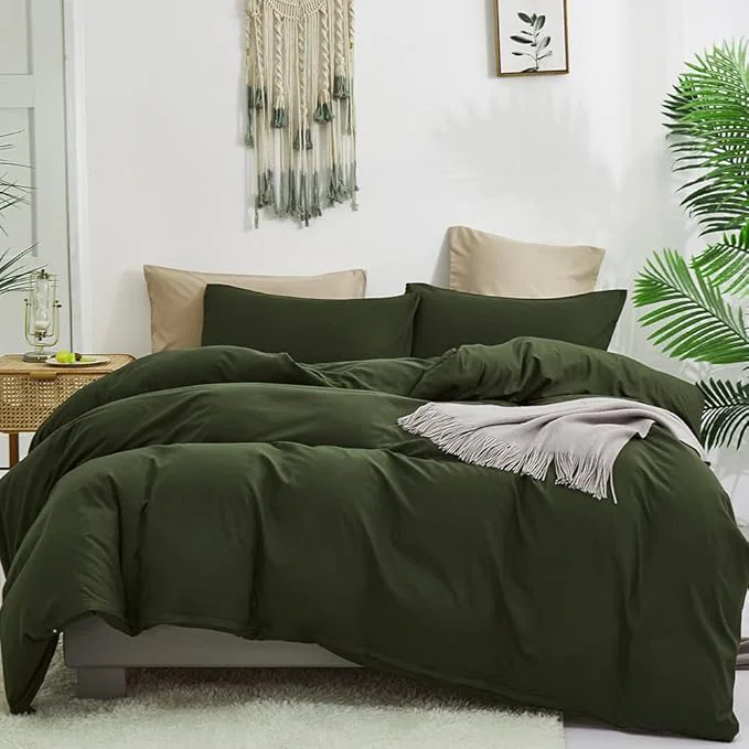 Traditional CLOTHKNOW Dark Green Twin Twin XL Comforter Set 3Pcs Green Bedding Comforter Sets Boys Girls Comforter Soft Military Comforter with 2 x Pillow Cases Eco-Friendly
