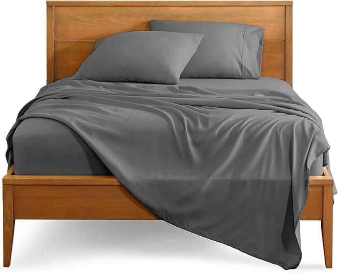 Eco-Friendly Bare Home California King Sheet Set - 1800 Ultra-Soft Microfiber Cal King Bed Sheets - Double Brushed - Deep Pockets - Easy Fit - 4 Piece Set - Bed Sheets California King Grey Proven