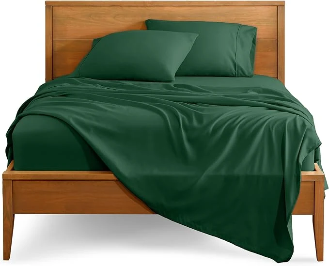 Trendy Bare Home Full XL Sheet Set - 1800 Ultra-Soft Microfiber Full Extra Long Bed Sheets - Double Brushed - Deep Pockets - Easy Fit - 4 Piece Set - Bedding Sheets amp Pillowcases Full XL Forest Green User-Friendly