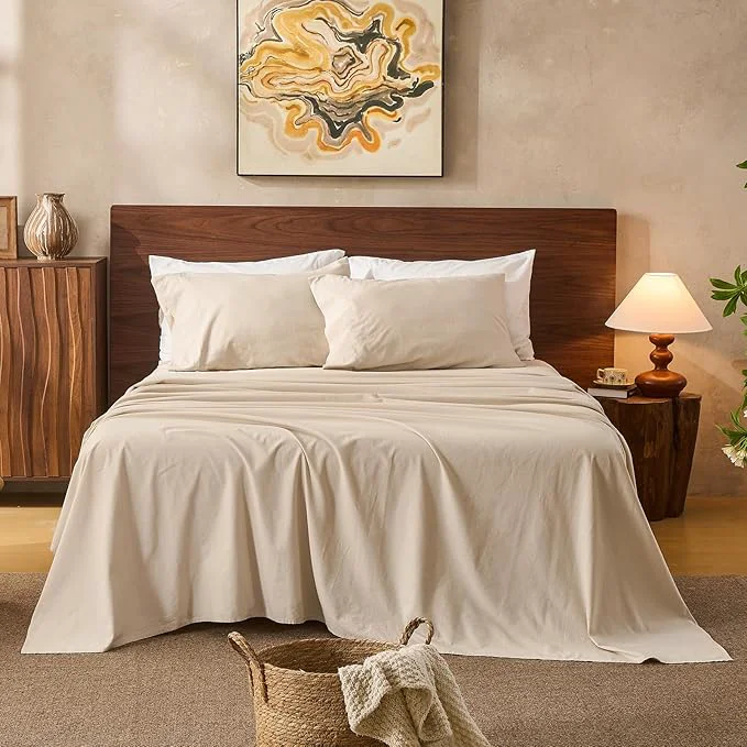 User-Friendly Linen Sheets California King Size Breathable amp Durable 4-Piece Bed Flax Sheet Set Soft All-Season Bedding for Hot Sleepers 16 quot Deep Pocket Oeko-TEX （Cal King Linen） Powerful