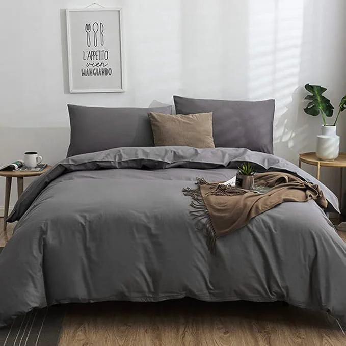 Superior CLOTHKNOW Dark Grey Queen Comforter Set Gray Bedding Comforter Sets Soft Boys Men Comforter Charcoal Comforter Queen with 2 x Pillow Cases Fast