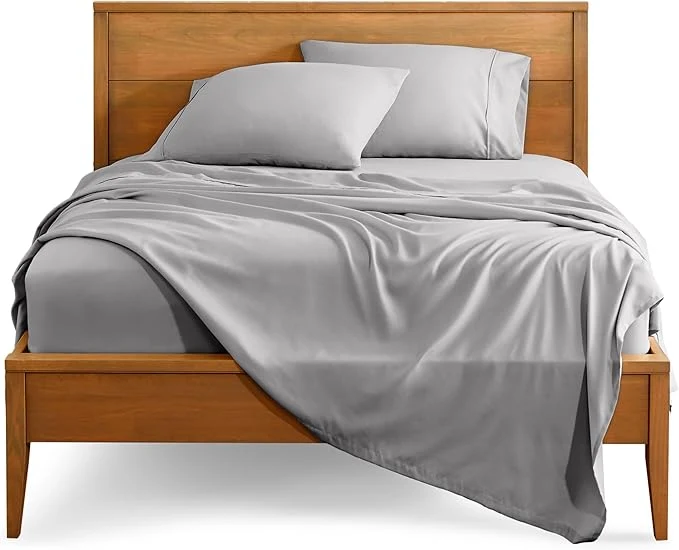 Organic Bare Home Split California King Sheet Set - 1800 Ultra-Soft Microfiber Bed Sheets - Double Brushed - Deep Pockets - Easy Fit - 5 Piece Set - Bed Sheets Split Cal King Light Grey Flexible