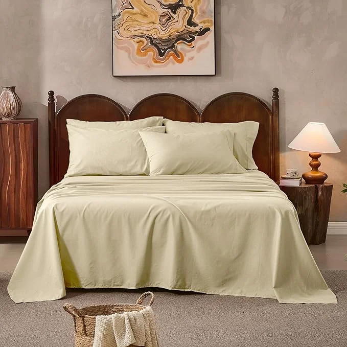 Easy-to-Use Linen Sheets California King Size Breathable amp Durable 4-Piece Bed Flax Sheet Set Soft All-Season Bedding for Hot Sleepers 16 quot Deep Pocket Oeko-TEX （Cal King Brown Taupe） Detailed