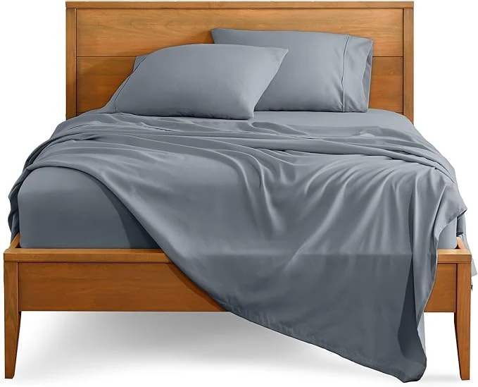 Professional Bare Home Full Sheet Set - 1800 Ultra-Soft Microfiber Full Bed Sheets - Double Brushed - Deep Pockets - Easy Fit - 4 Piece Set - Bedding Sheets amp Pillowcases Full Steel Blue Elegant