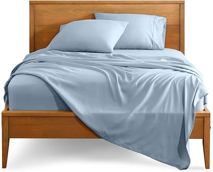 Green Bare Home Twin XL Sheet Set - 1800 Ultra-Soft Microfiber Twin Extra Long Bed Sheets - Double Brushed - Deep Pockets - Easy Fit - 3 Piece Set - Bedding Sheets amp Pillowcases Twin XL Dusty Blue Sustainable