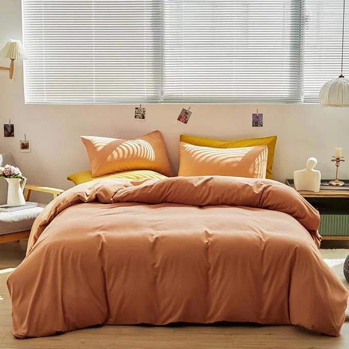 Verified CLOTHKNOW Orange King Size Comforter Set Peach Pink Bedding Comforter Sets Soft All Season Cocal Orange Comforter with 2 x Pillow Cases First-Class