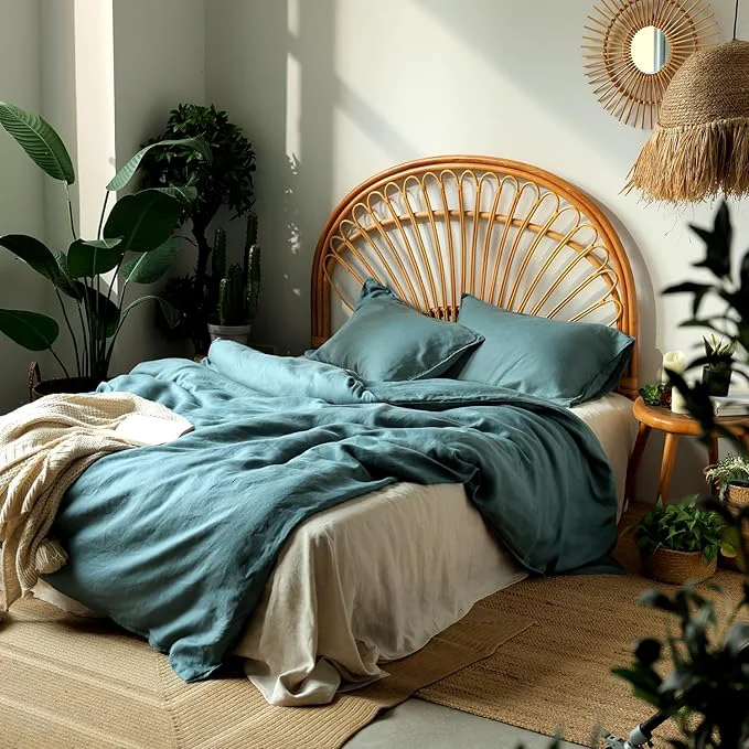 Genuine XZ XIFA Blue Linen Duvet Cover King Washed French Flax Linen Bedding with Zipper Closure Cooling for Hot Sleepers Textured Bed Sets - 1 Duvet Cover and 2 Pillowcases Powerful