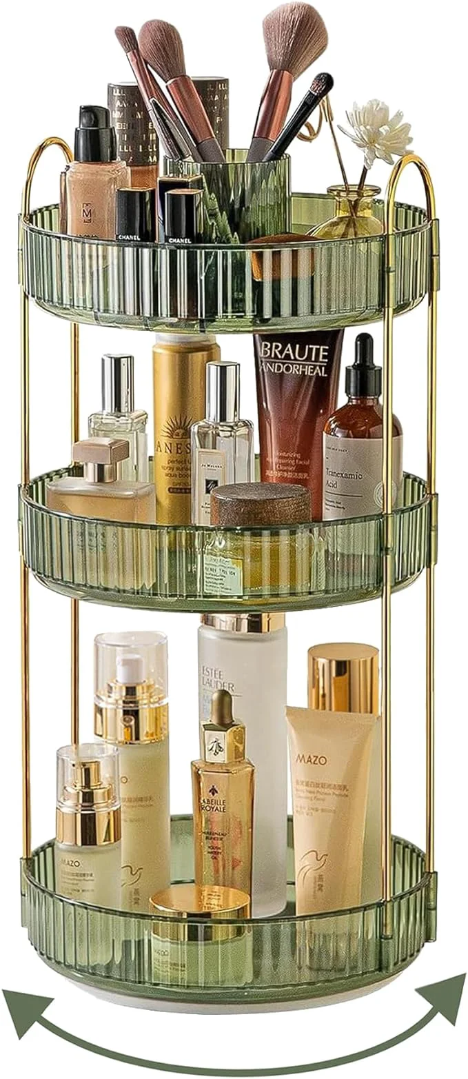 User-Friendly Asayuee 360 Rotating Makeup Organizer 3 Tier Large Capacity Make Up Organizers Official