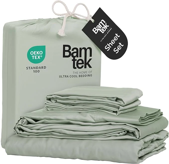 High-Quality Viscose Bamboo Twin XL Sheets 3PC Set - Extra Long - Cooling Bedding for Hot Sleepers with Moisture Wicking Technology - Silky Soft 16 Inch Deep Pocket Sage - 38 quot x 80 quot Recyclable