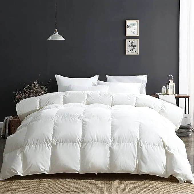 Powerful APSMILE King Size Luxury Organic Cotton All Season Down Feather Fibers Comforter Extra Fluffy Medium Warmth Duvet Insert 106x90 Ivory White Smart