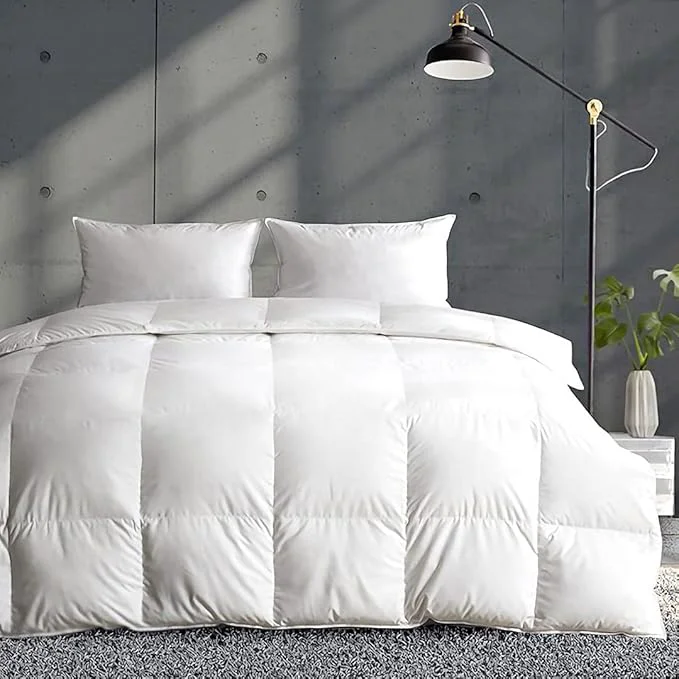 Efficient APSMILE Lightweight Down Feather Fibers Comforter Oversized King Cooling Duvet Insert for Warm Weather - Organic Cotton High Fill Power Down Fibers Quilt Thin Summer Duvet Ivory White 120x98 Quality