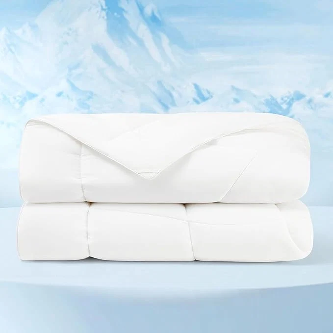 Environmentally Friendly Bedsure Cooling Comforter Queen Size - Cooling Blankets for Hot Sleepers Lightweight Comforter for Summer with Dual-Sided Cool Tech Soft Breathable Cold Blanket for Sleeping White 88x88 Inches Premium