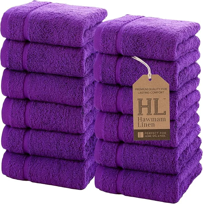 Smooth Hawmam Linen Luxury Cotton Washcloths 13x13 Inch Lightweight